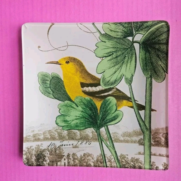 Glass Trinket Tray Bird  4.5” x 4.5” - Picture 8 of 8